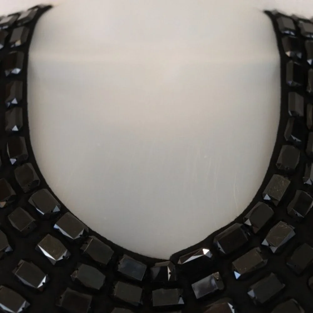 Design History Black Beaded Yoke Tank Top LG Career Dressy Professional Large